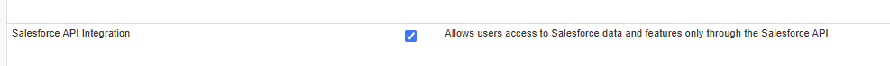 Enable Salesforce API Integration license checkbox